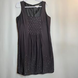 Coldwater Creek Gray Flare Sequins Beaded Sleeveless Dress Womens 14